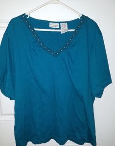 Turquoise pullover blouse